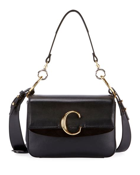 chloe c bag black|designer bag with c logo.